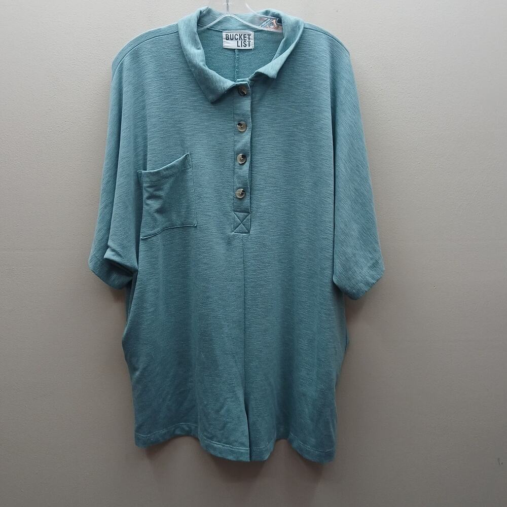 BUCKETLIST Teal Short-Sleeve Jumpsuit
